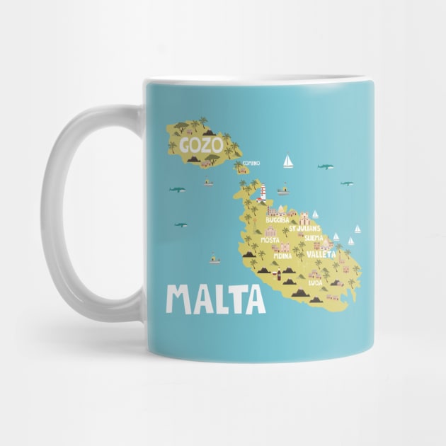 Malta Illustrated Map by JunkyDotCom